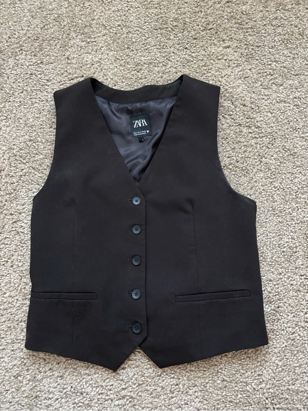 ZARA Black Five-Button Tailored Vest